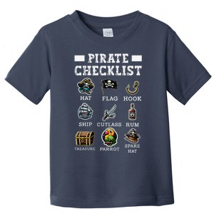 Pirate Checklist Aargh Ship Captain Crossed Swords Pirate Toddler T-Shirt