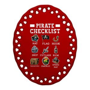 Pirate Checklist Aargh Ship Captain Crossed Swords Pirate Ceramic Oval Ornament