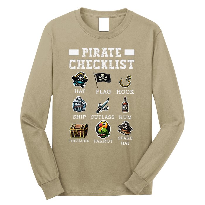 Pirate Checklist Aargh Ship Captain Crossed Swords Pirate Long Sleeve Shirt