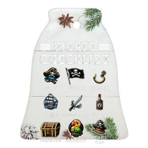 Pirate Checklist Aargh Ship Captain Crossed Swords Pirate Ceramic Bell Ornament