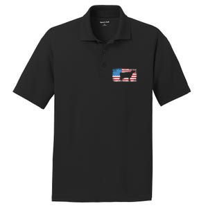 Patriotic Cow American Flag Usa July 4th Distressed Retro Gift PosiCharge RacerMesh Polo