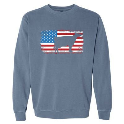 Patriotic Cow American Flag Usa July 4th Distressed Retro Gift Garment-Dyed Sweatshirt