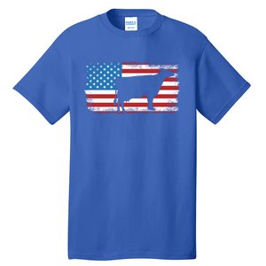 Patriotic Cow American Flag Usa July 4th Distressed Retro Gift Tall T-Shirt