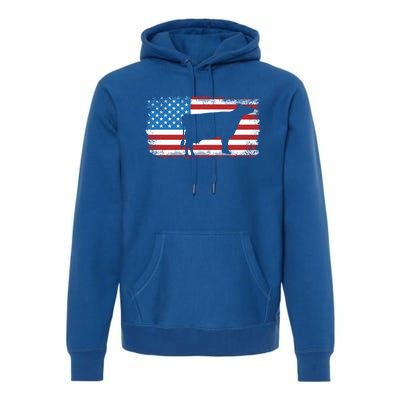 Patriotic Cow American Flag Usa July 4th Distressed Retro Gift Premium Hoodie