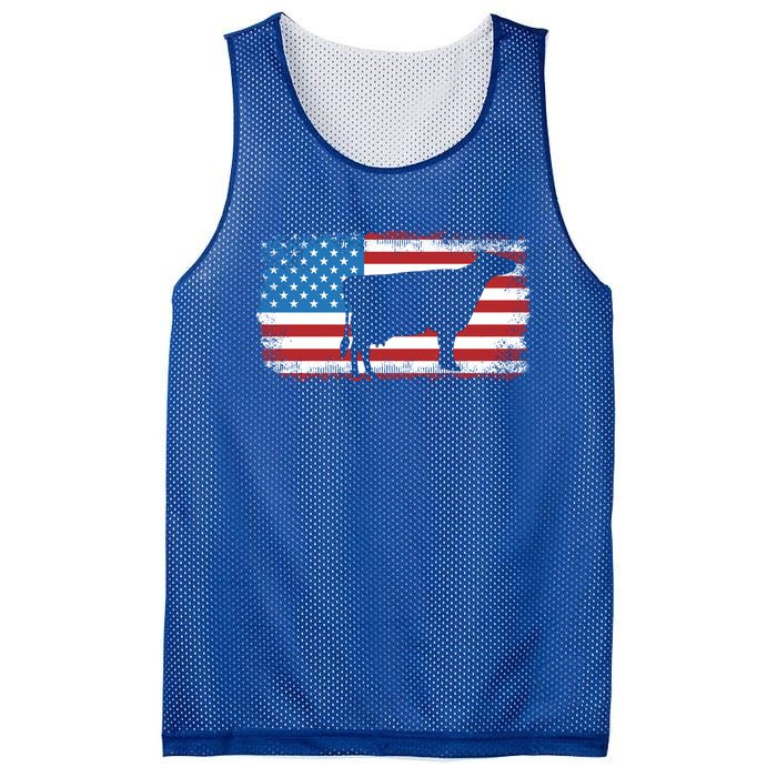 Patriotic Cow American Flag Usa July 4th Distressed Retro Gift Mesh Reversible Basketball Jersey Tank