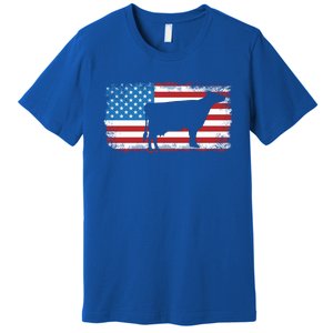 Patriotic Cow American Flag Usa July 4th Distressed Retro Gift Premium T-Shirt