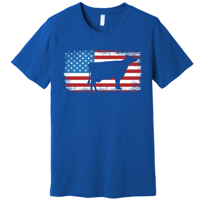 Patriotic Cow American Flag Usa July 4th Distressed Retro Gift Premium T-Shirt