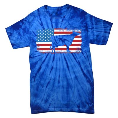 Patriotic Cow American Flag Usa July 4th Distressed Retro Gift Tie-Dye T-Shirt