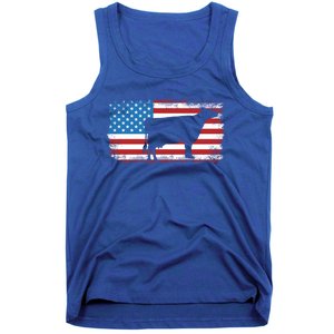 Patriotic Cow American Flag Usa July 4th Distressed Retro Gift Tank Top