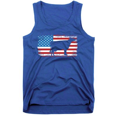 Patriotic Cow American Flag Usa July 4th Distressed Retro Gift Tank Top