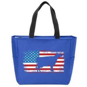 Patriotic Cow American Flag Usa July 4th Distressed Retro Gift Zip Tote Bag