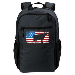 Patriotic Cow American Flag Usa July 4th Distressed Retro Gift Daily Commute Backpack