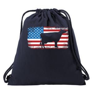 Patriotic Cow American Flag Usa July 4th Distressed Retro Gift Drawstring Bag