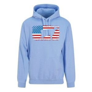 Patriotic Cow American Flag Usa July 4th Distressed Retro Gift Unisex Surf Hoodie