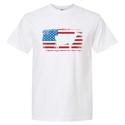 Patriotic Cow American Flag Usa July 4th Distressed Retro Gift Garment-Dyed Heavyweight T-Shirt