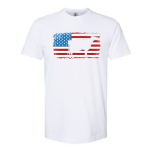 Patriotic Cow American Flag Usa July 4th Distressed Retro Gift Softstyle CVC T-Shirt