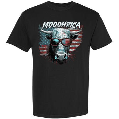 Patriotic Cow American Flag Mooohrica 4th Of July Farmer Gift Garment-Dyed Heavyweight T-Shirt