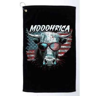 Patriotic Cow American Flag Mooohrica 4th Of July Farmer Gift Golf Towel