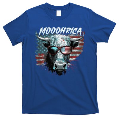 Patriotic Cow American Flag Mooohrica 4th Of July Farmer Gift T-Shirt