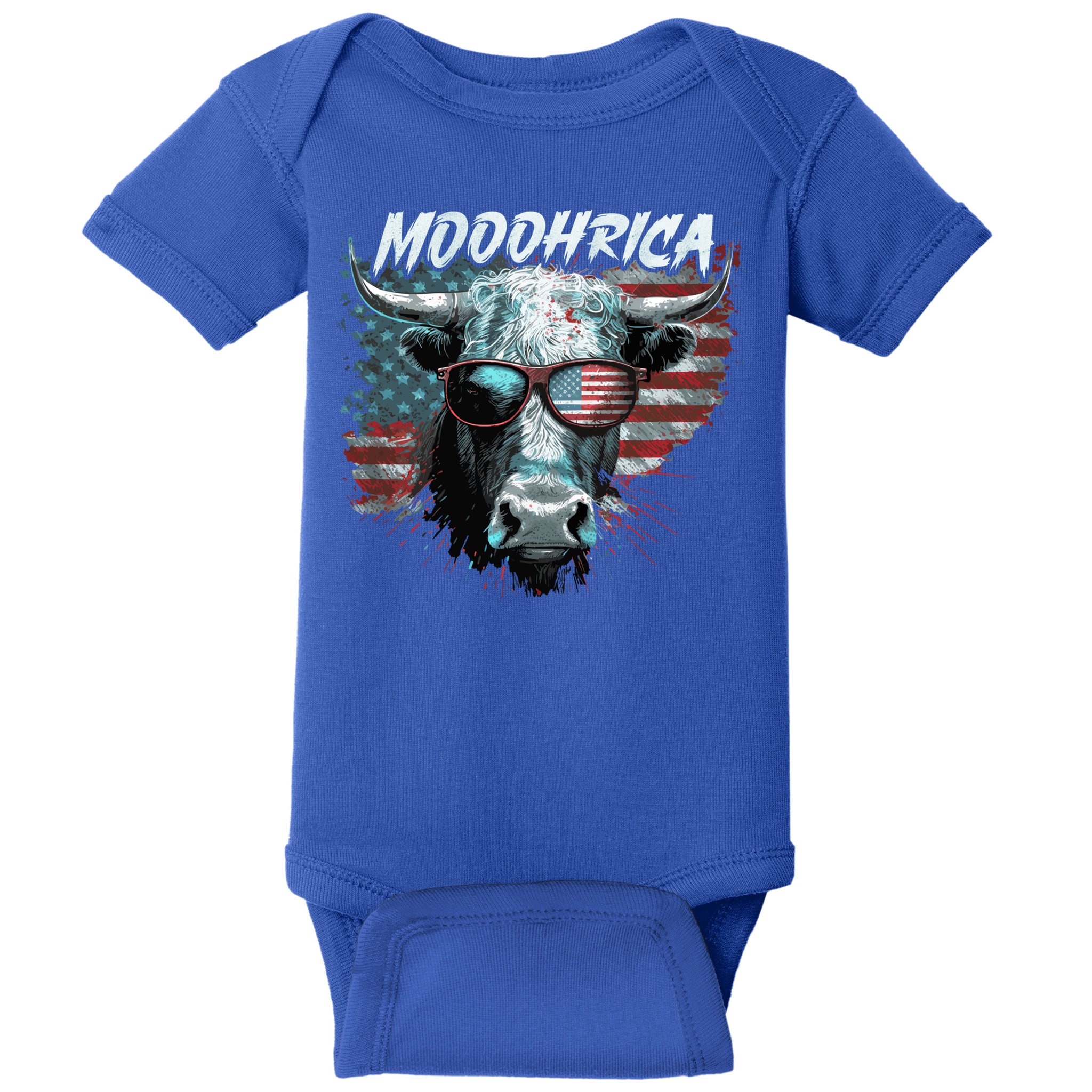 Patriotic Cow American Flag Mooohrica 4th Of July Farmer Gift Baby Bodysuit