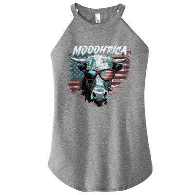 Patriotic Cow American Flag Mooohrica 4th Of July Farmer Gift Women’s Perfect Tri Rocker Tank