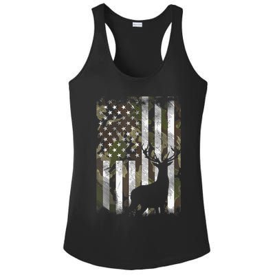 Patriotic Camo American Flag Deer Hunter Hunting Gift Ladies PosiCharge Competitor Racerback Tank