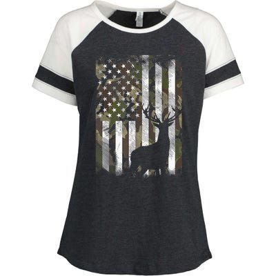 Patriotic Camo American Flag Deer Hunter Hunting Gift Enza Ladies Jersey Colorblock Tee