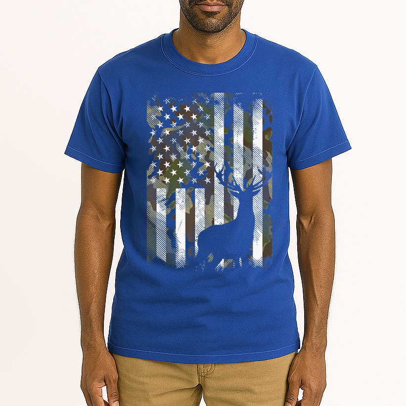 Patriotic Camo American Flag Deer Hunter Hunting Gift Tall T-Shirt
