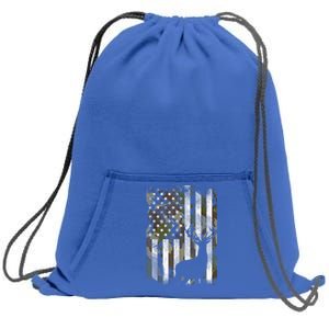 Patriotic Camo American Flag Deer Hunter Hunting Gift Sweatshirt Cinch Pack Bag