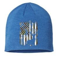 Patriotic Camo American Flag Deer Hunter Hunting Gift Sustainable Beanie