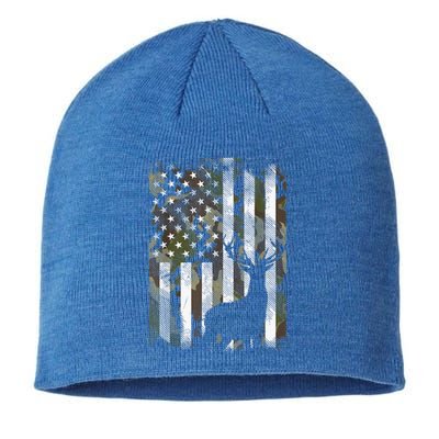 Patriotic Camo American Flag Deer Hunter Hunting Gift Sustainable Beanie