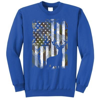 Patriotic Camo American Flag Deer Hunter Hunting Gift Tall Sweatshirt