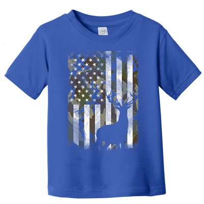 Patriotic Camo American Flag Deer Hunter Hunting Gift Toddler T-Shirt