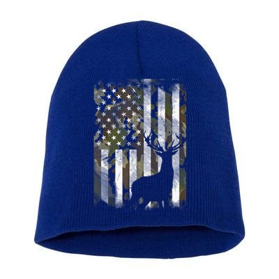 Patriotic Camo American Flag Deer Hunter Hunting Gift Short Acrylic Beanie