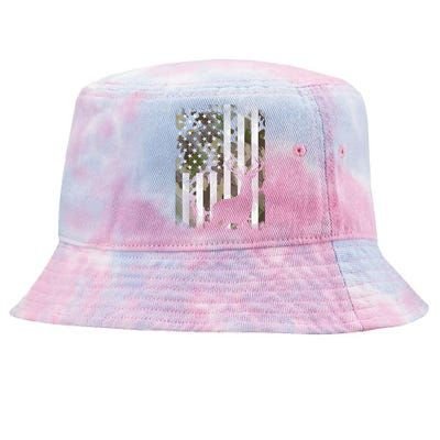 Patriotic Camo American Flag Deer Hunter Hunting Gift Tie-Dyed Bucket Hat