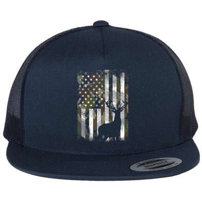 Patriotic Camo American Flag Deer Hunter Hunting Gift Flat Bill Trucker Hat