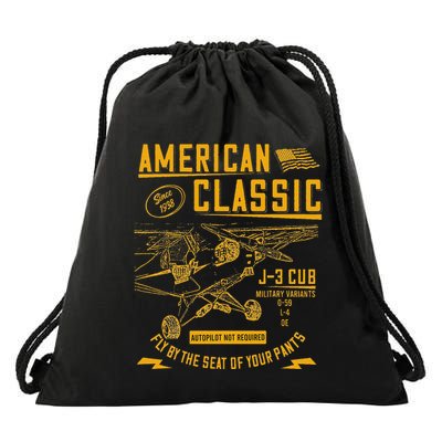 Piper Cub Airplane An American Classic Drawstring Bag