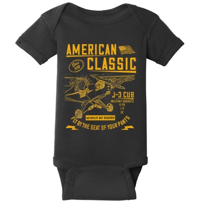 Piper Cub Airplane An American Classic Baby Bodysuit