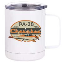 PA28 Cherokee Airplane Since 1960 Retro Vintage Pilot Tee 12 oz Stainless Steel Tumbler Cup