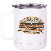 PA28 Cherokee Airplane Since 1960 Retro Vintage Pilot Tee 12 oz Stainless Steel Tumbler Cup