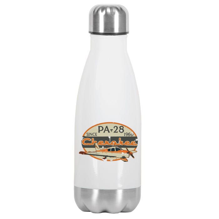 PA28 Cherokee Airplane Since 1960 Retro Vintage Pilot Tee Stainless Steel Insulated Water Bottle