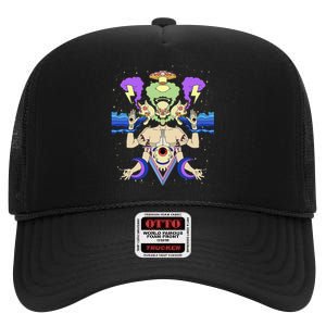 Psychedelic Crazy Abstract Art Sick Colorful Hippie Trippy High Crown Mesh Back Trucker Hat