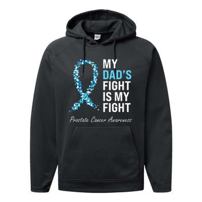 Prostate Cancer Awareness Light Blue Ribbon Dad Survivor Performance Fleece Hoodie