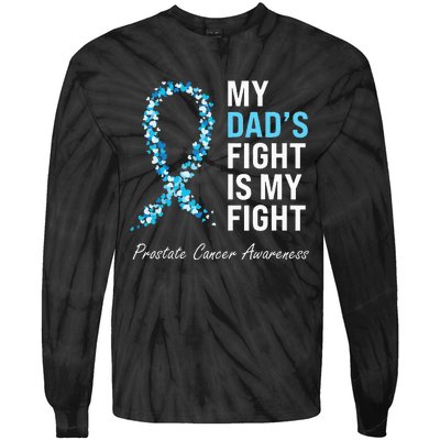 Prostate Cancer Awareness Light Blue Ribbon Dad Survivor Tie-Dye Long Sleeve Shirt