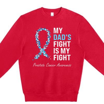 Prostate Cancer Awareness Light Blue Ribbon Dad Survivor Premium Crewneck Sweatshirt