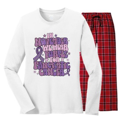 Pancreatic Cancer Awareness Month Women's Long Sleeve Flannel Pajama Set 