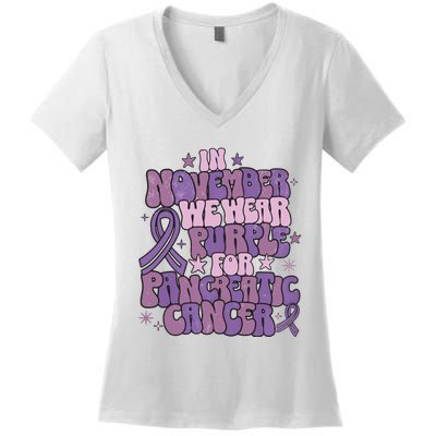 Pancreatic Cancer Awareness Month Women's V-Neck T-Shirt