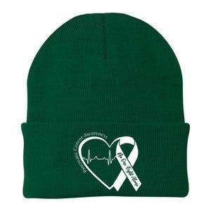 Pancreatic Cancer Awareness Heart Purple Ribbon Support Knit Cap Winter Beanie