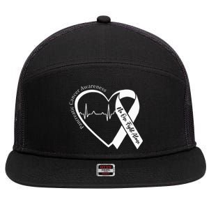 Pancreatic Cancer Awareness Heart Purple Ribbon Support 7 Panel Mesh Trucker Snapback Hat