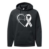 Pancreatic Cancer Awareness Heart Purple Ribbon Support Performance Fleece Hoodie